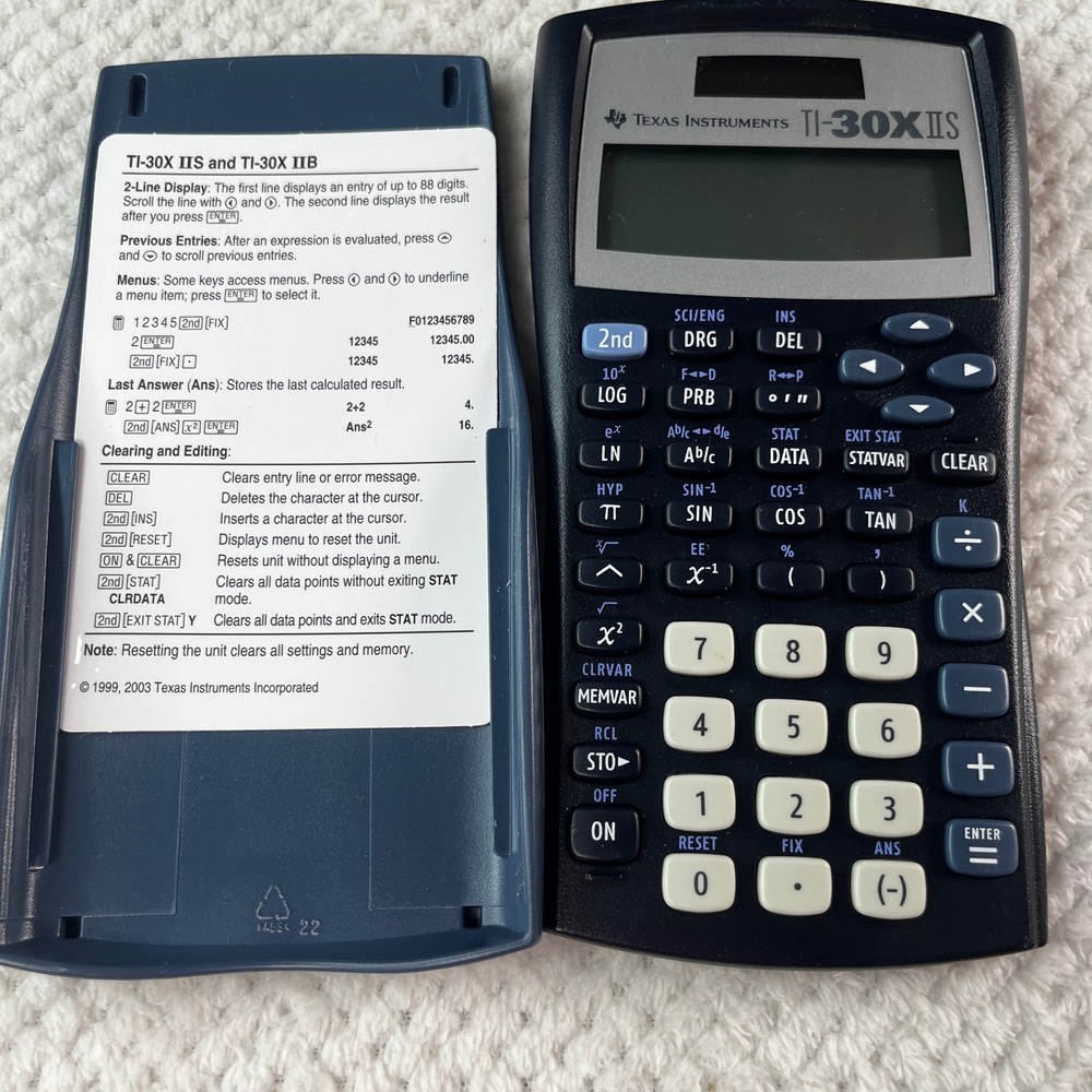 Texas Instruments TI-30X IIS Scientific Calculator Navy Blue 2-Line Display